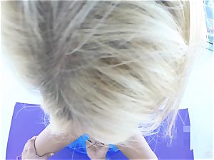 blond stunner Kayla Kayden interrupted from yoga to pound