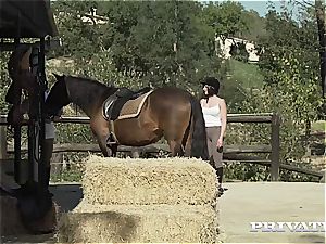 pony Rider Yasmin Scott rails a hung Stallion